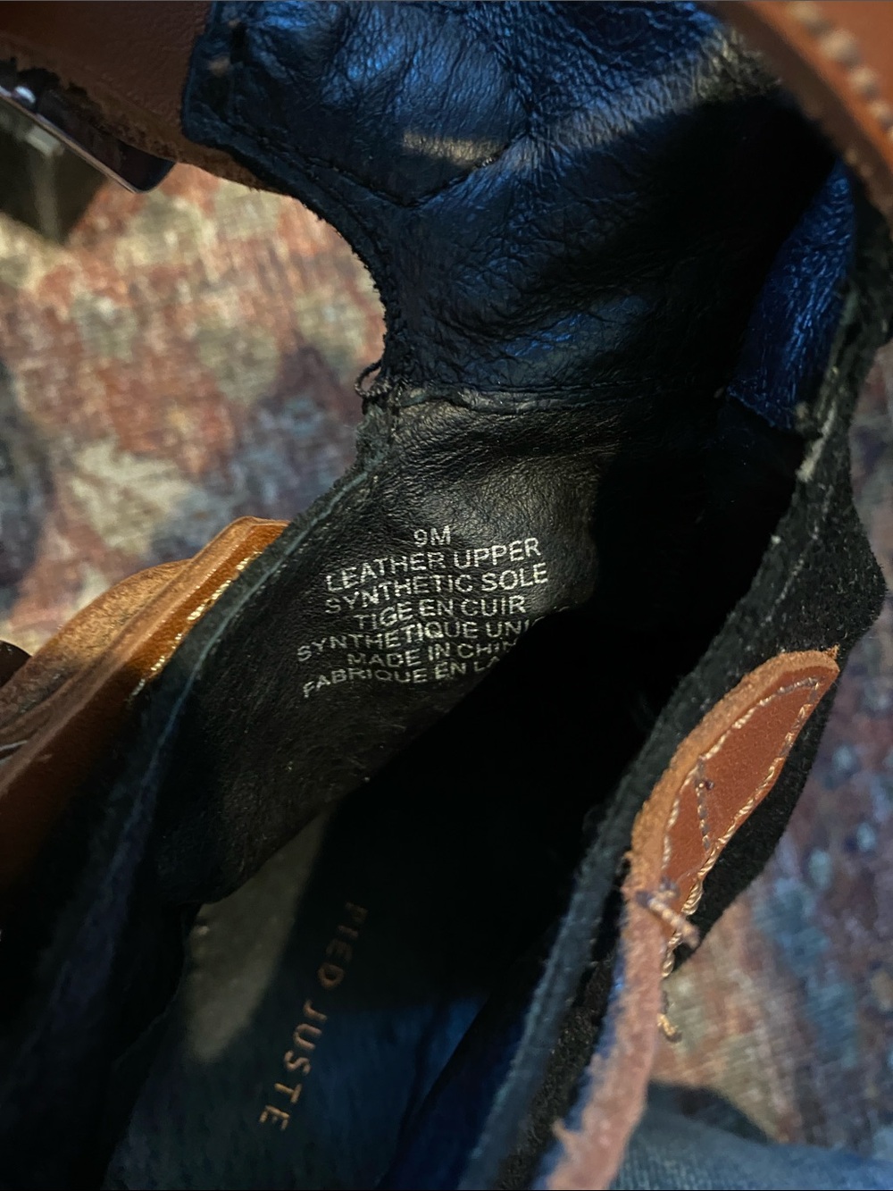 Anthropologie/Pied Juste Black Suede Ankle Boots with Tan Buckle Straps. Size 9 - Picture 11 of 11
